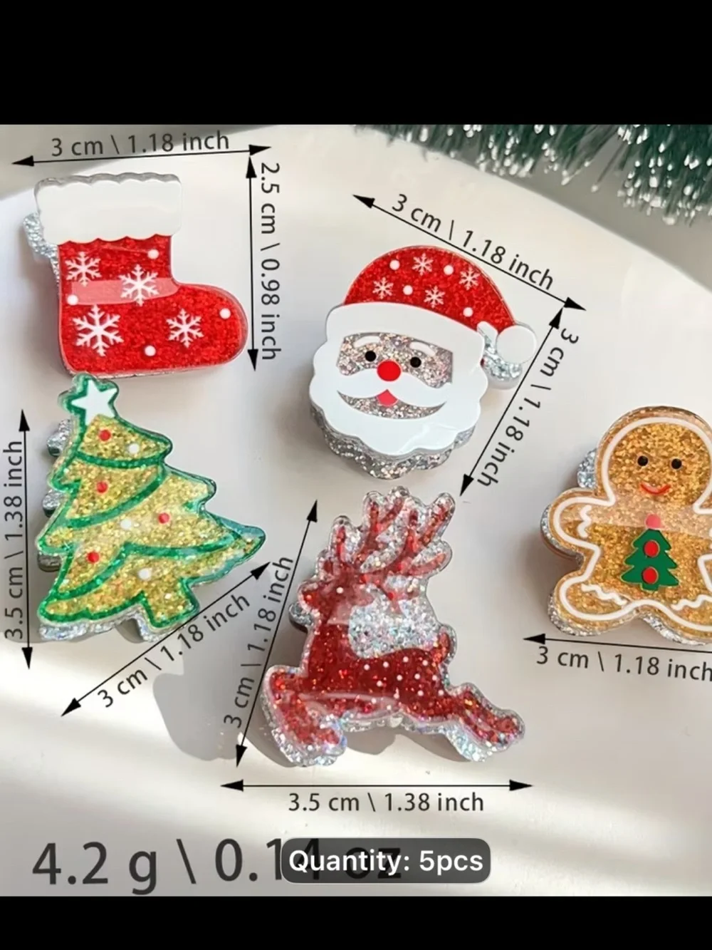 Festive Christmas hair clip set of 5 kids new